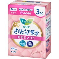 Kao Laurier Sara Pure Super Absorbent Slim 3cc - Гигиенические тонкие ежедневные прокладки 14см., Коробка 44шт.