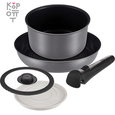 ​​​IH ​Набор HappyCall Freehands Libra IH 5P Set Gray 5 предметов - Сковорода 22см, Кастрюля 16см, стеклянная крышка 16см, силиконовая крышка 16см + съемная ручка — Корейские товары для всей семьи(КорОпт)