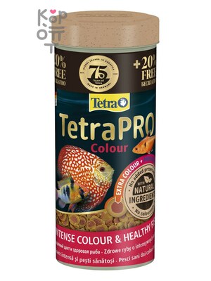 TetraPro Color Crisps корм-чипсы для улучшения окраса всех декоративных рыб 250 + 50мл. в подарок