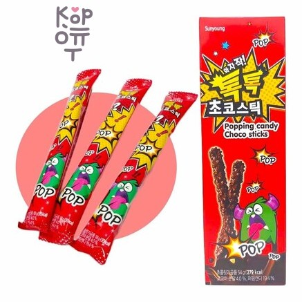 Sunyoung Popping candy - Печенье "Палочки шоколадные с взрывающейся карамелью", 54 г