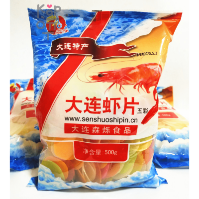 Даляньские цветные чипсы Prawn Crackers с Бохайскими креветками, нежареные с оригинальным вкусом, 160гр.
