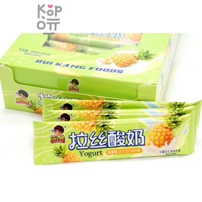 Жевательная конфета тянучка Rui Kang Foods Yogurt со вкусом Йогурта и Ананаса