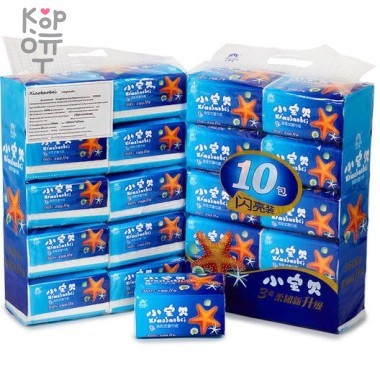 Xiaobaobei - Салфетки бумажные &quot;Морские&quot; 3-х слойные, мягкая упаковка, 120 салфеток — Корейские товары для всей семьи(КорОпт)