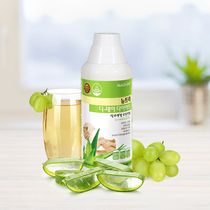 Nutri D-Day Diet Aloe Gel Original - Диетический гель с Алоэ со вкусом Зеленого Винограда для улучшения пищеварения, 1000мл. 