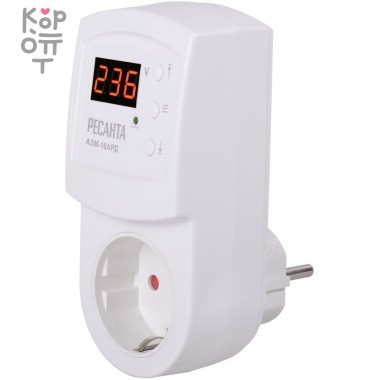 Блок защиты по напряжению Ресанта АЗМ-16AРД регулируемый (с дисплеем, в розетку). — Корейские товары для всей семьи(КорОпт)