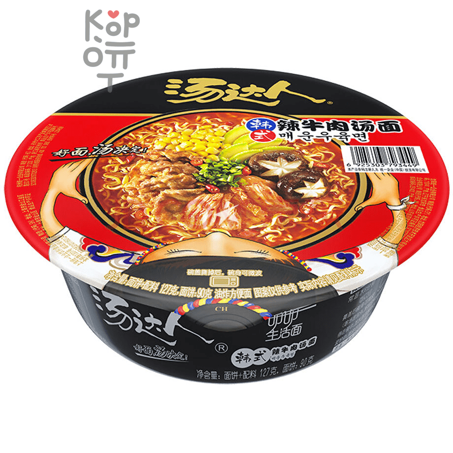 Лапша быстрого приготовления Uni-Tang Korean spicy beef noodle soup, суп с лапшой из говядины по-корейски, 127гр.