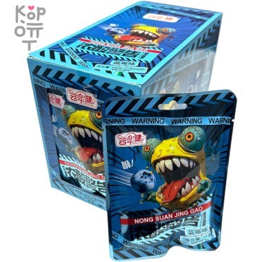 Кислая леденцовая карамель Yun Candy - Жутко кислые конфеты Пожиратели кислоты, со вкусом Голубики — Корейские товары для всей семьи(КорОпт)