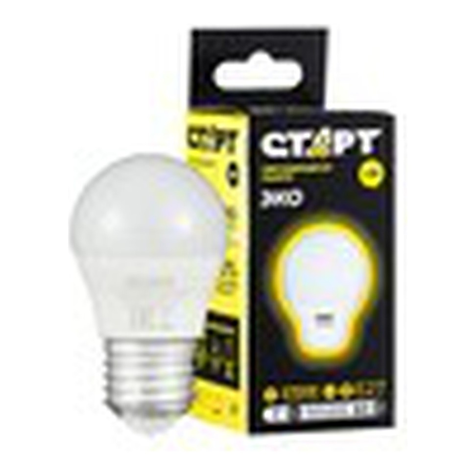 Лампа СТАРТ LED Sphere Е27 7W 30WS теплый (черная)  1*10*100, шт