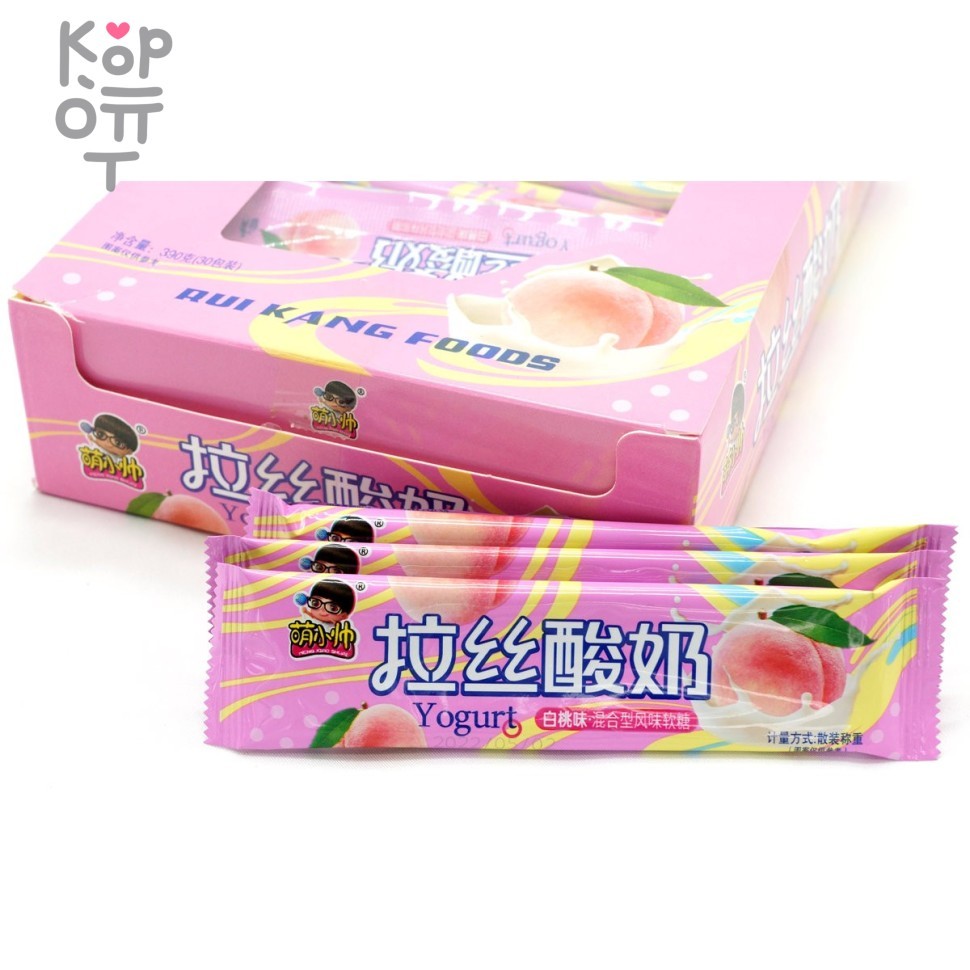 Жевательная конфета тянучка Rui Kang Foods Yogurt со вкусом Йогурта и Персика, купить с доставкой на дом фото 1 — Корейские товары для всей семьи(КорОпт)