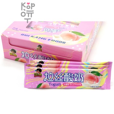 Жевательная конфета тянучка Rui Kang Foods Yogurt со вкусом Йогурта и Персика