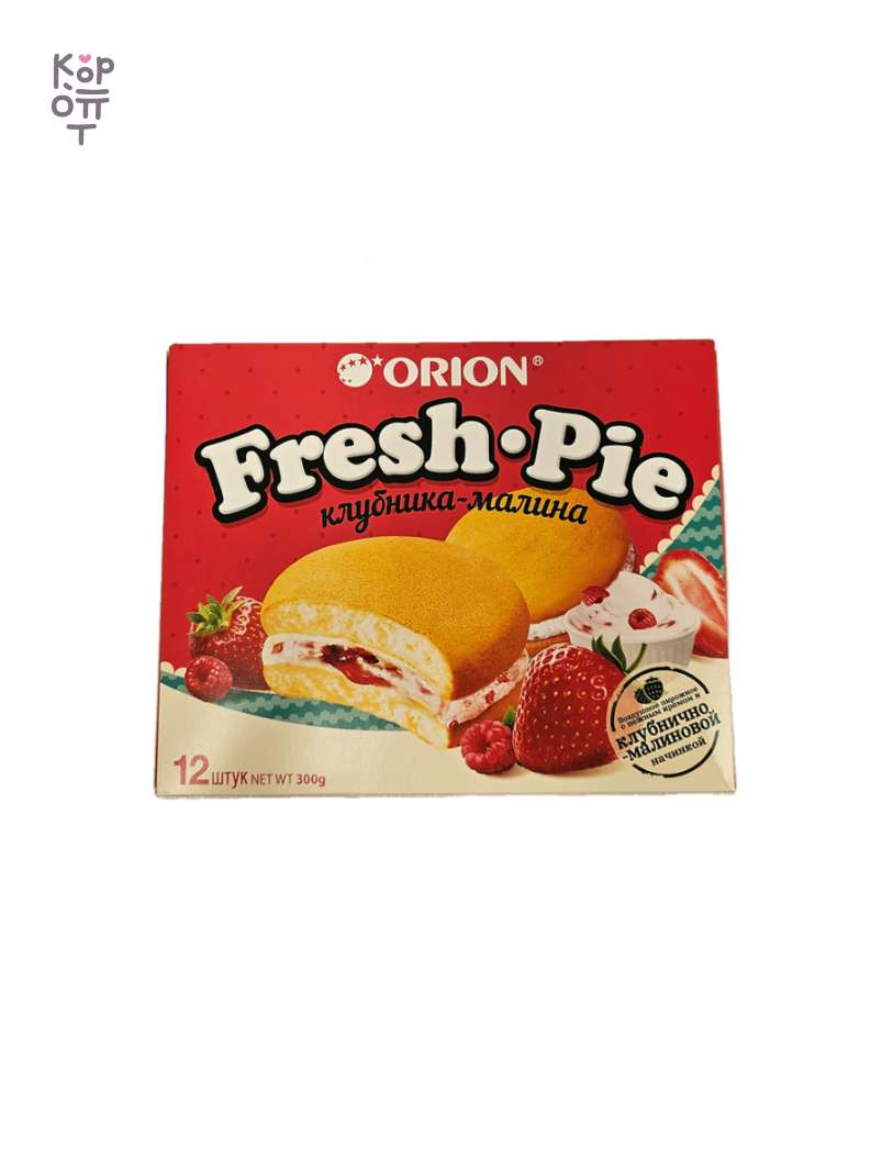 Orion — Fresh Pie Strawberry Raspberry — Пирожное Orion Fresh Pie с клубнично-малиновой начинкой, 300 г — коробка 8 шт