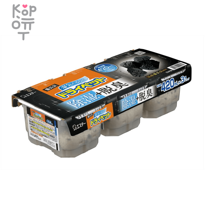 ST DRY-PET  Угольный поглотитель влаги для помещений 420мл.* 3шт., купить с доставкой на дом фото 1 — Корейские товары для всей семьи(КорОпт)