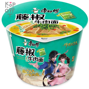 Лапша быстрого приготовления Kang Shi Fu с острой говядиной и зеленым перцем, 107гр.  — Корейские товары для всей семьи(КорОпт)