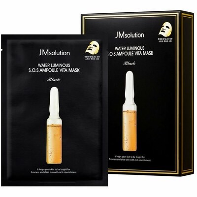JMsolution Water Luminous S.O.S Ampoule Vita Mask Black - Ультратонкая тканевая маска с витаминным комплексом 30 мл