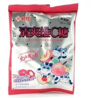 Освежающая Карамель Shun Long "Коровка" с витамином С и освежающей мятной начинкой, со вкусом белого Персика