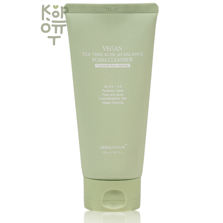 Dermashare Vegan Tea Tree Acne pH Balance Foam Cleanser - Пенка веганская для умывания с маслом чайного дерева и PH-балансом 150 мл