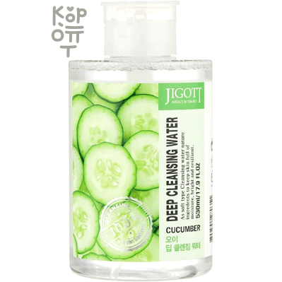 Jigott Deep Cleansing Water Cucumber - Глубоко очищающая вода с экстрактом огурца 530 мл
