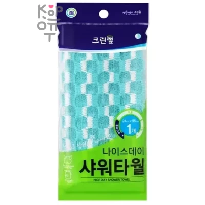 Clean Wrap Nice Day Shower Towel - Жесткая мочалка для тела с плетением «Сетка» и полиэстеровыми нитями 29см.*95см.