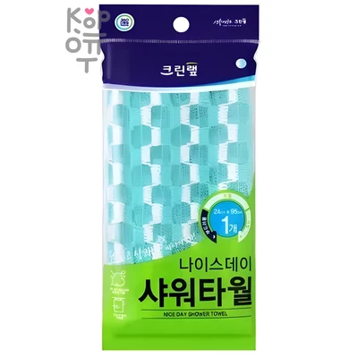 Clean Wrap Nice Day Shower Towel - Жесткая мочалка для тела с плетением «Сетка» и полиэстеровыми нитями 29см.*95см.