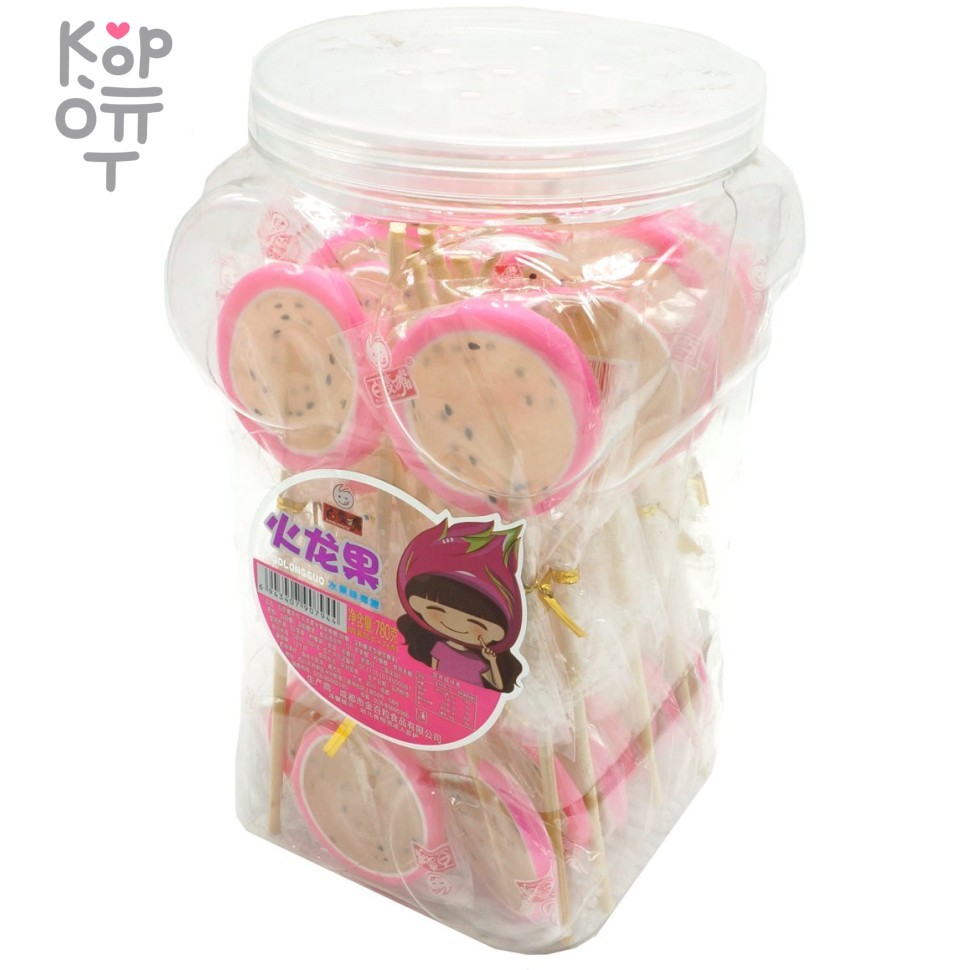 Фруктовый леденец HuO Сочный Питайя(Dragon fruit) на палочке, купить с доставкой на дом фото 1 — Корейские товары для всей семьи(КорОпт)