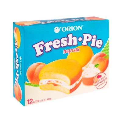 Orion — Fresh Pie Peach — Пирожное Orion Fresh Pie с персиковой начинкой, 300 г — коробка 8 шт