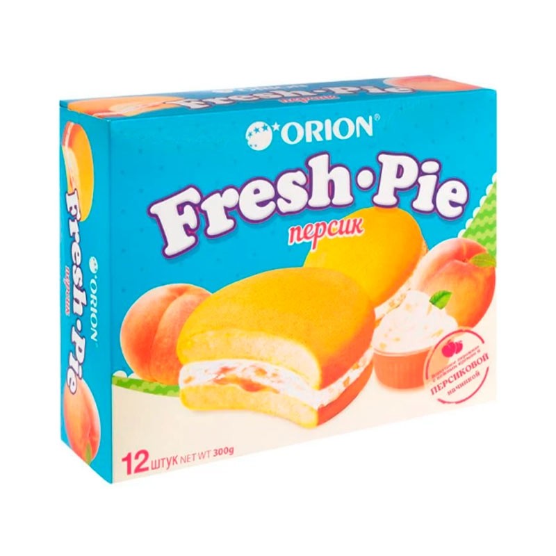 Orion — Fresh Pie Peach — Пирожное Orion Fresh Pie с персиковой начинкой, 300 г — коробка 8 шт