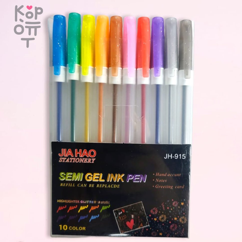 Jia Hao Semi Gel Ink Pen - Блистерная упаковка с гелевыми ручками, 10  цветов по цене 180 руб. в интернет магазине Корейские товары для всей  семьи(КорОпт)