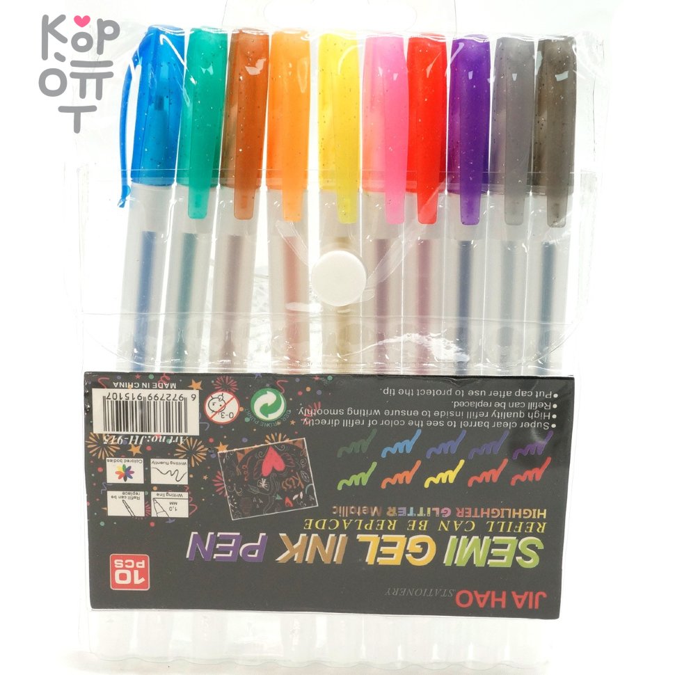 Jia Hao Semi Gel Ink Pen - Блистерная упаковка с гелевыми ручками, 10 цветов