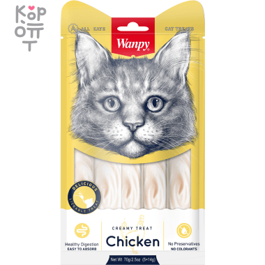 Лакомство Wanpy Cat «нежное пюре» из курицы, для кошек, 70гр. &mdash; Корейские товары для всей семьи(КорОпт)