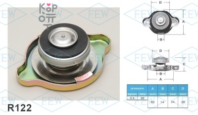 Крышка радиатора R122 / D-B09 16401-50010 / 2996-23-921 / MA162574 (0.9 kg/ cm2) FATABA