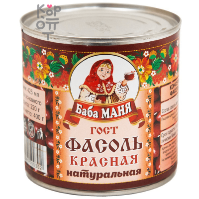 Баба Маня - Фасоль красная натуральная 425мл.*12шт.  