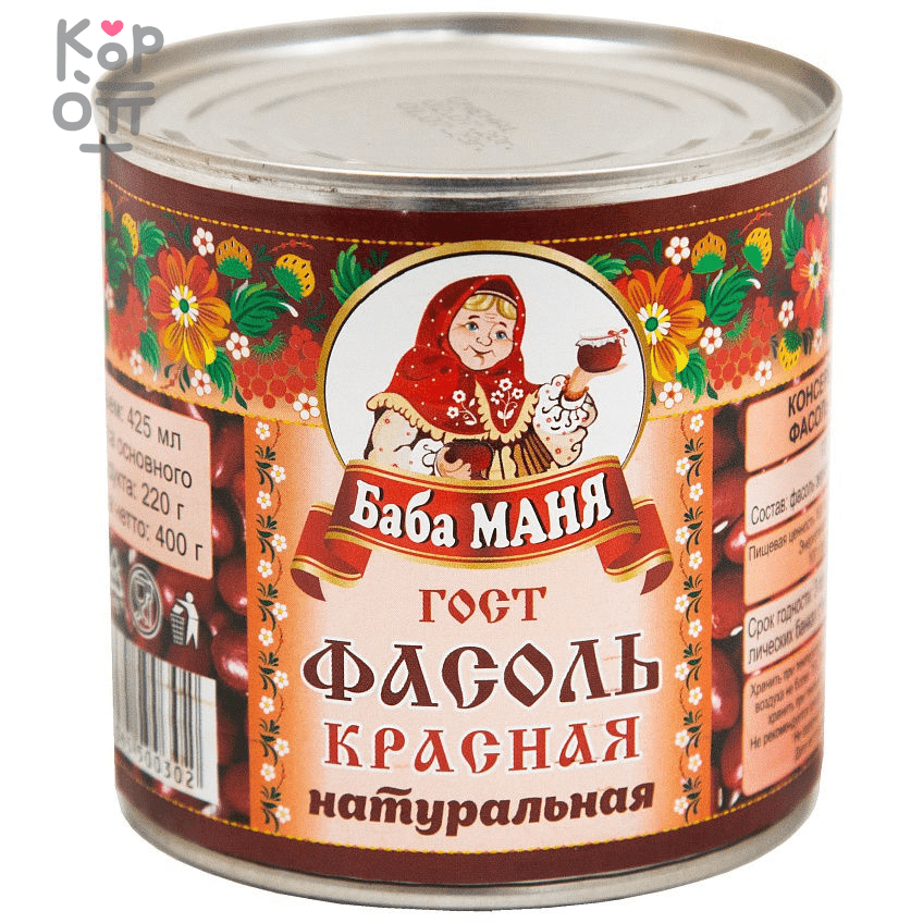 Баба Маня - Фасоль красная натуральная 425мл.*12шт.   фото 1 &mdash; Корейские товары для всей семьи(КорОпт)