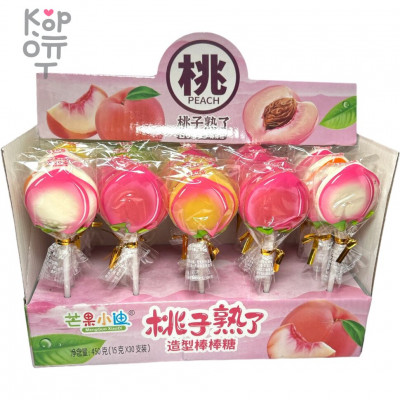 Карамель леденцовая MangGuo Lollipop Спелый персик с взрывным вкусом спелых фруктов