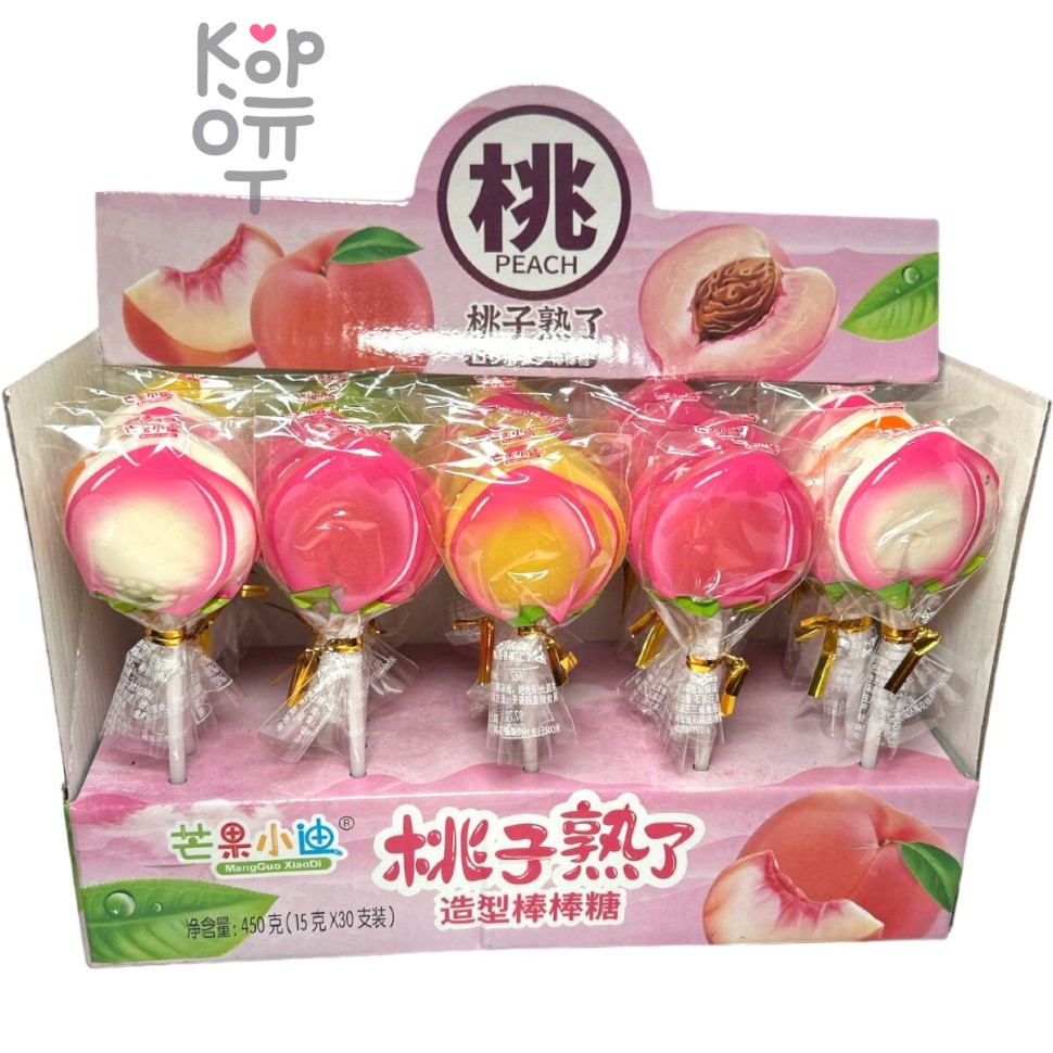 Карамель леденцовая MangGuo Lollipop Спелый персик с взрывным вкусом спелых фруктов