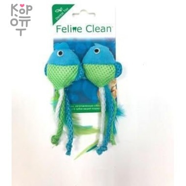 Feline Clean игрушка для кошек Dental Рыбки, ленты и перья (2 шт.) — Корейские товары для всей семьи(КорОпт)