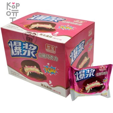 Шоколадное печенье Чоко Пай Youbao с белым шоколадом и Персиковым кремом — Корейские товары для всей семьи(КорОпт)