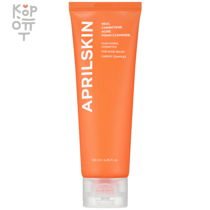 AprilSkin Real Carrotene Acne Foam Cleanser - Очищающая пенка от прыщей с маслом семян Моркови 120мл., купить с доставкой на дом фото 1 &mdash; Корейские товары для всей семьи(КорОпт)