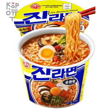 OTTOGI Лапша быстрого приготовления со вкусом грибов - Jin Ramen Mild Cup, 110гр. &mdash; Корейские товары для всей семьи(КорОпт)