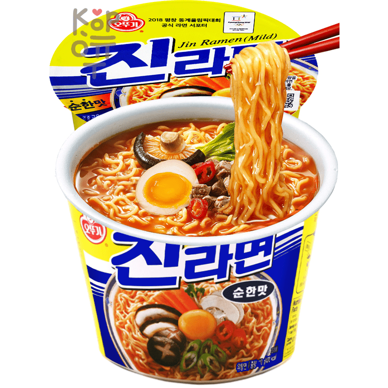 OTTOGI Лапша быстрого приготовления со вкусом грибов - Jin Ramen Mild Cup, 110гр.