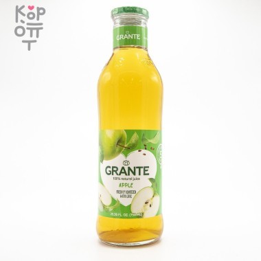 Сок яблочный 100% прямой отжим, Grante, стекло, 750мл. &mdash; Корейские товары для всей семьи(КорОпт)