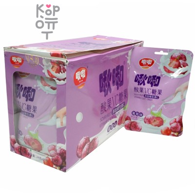 Конфеты Sour Fruit Vitamin C Soft Candy - Йогуртовая помадка с витамином С и вкусом кислого Винограда