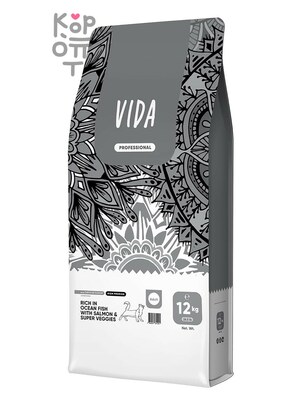 Сухой корм VIDA PROFESSIONAL HIGH PREMIUM для взрослых кошек с лососем и овощами 12кг.