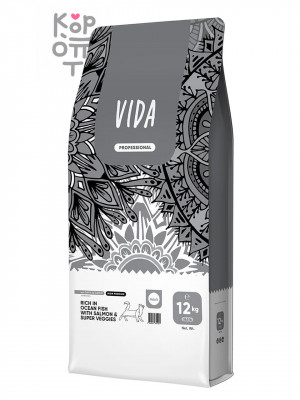 VIDA Professional High Premium Сухой корм для взрослых кошек с лососем и овощами, 12 кг
