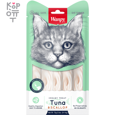Лакомство Wanpy Cat «нежное пюре» из тунца и гребешка, для кошек, 70гр. &mdash; Корейские товары для всей семьи(КорОпт)
