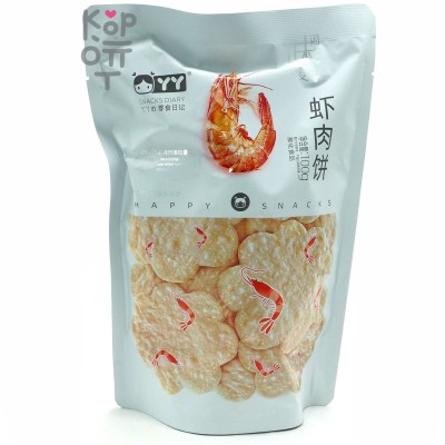 Чипсы YY Happy Snacks рисовые "Реальные креветки"  Плюшки со вкусом креветок, 100гр.