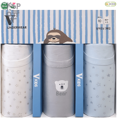 V KIDS Майка для мальчиков Bear, упаковка 3шт., Ю.Корея. — Корейские товары для всей семьи(КорОпт)