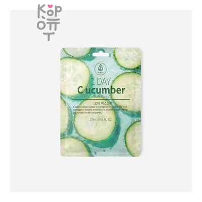 Тканевая маска, для лица с экстрактом Огурца/Cucumber Mask Pack 1 Day, MedB