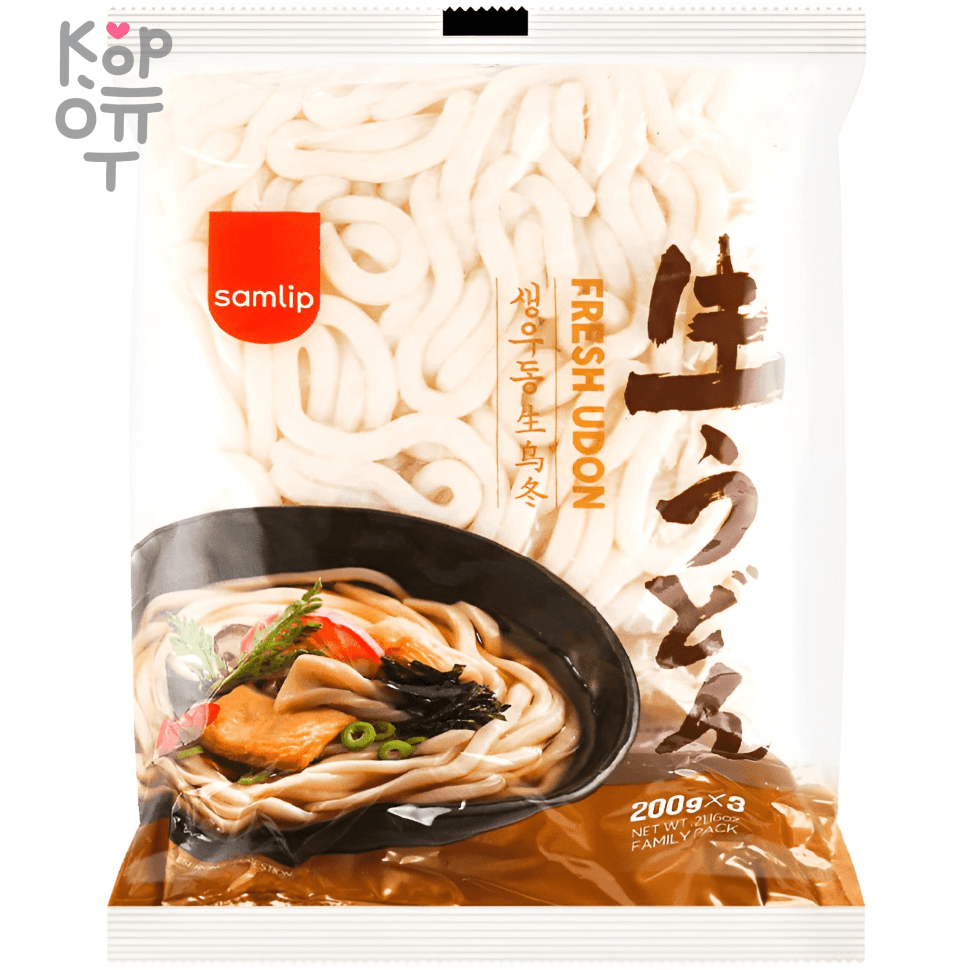 Удон Samlip Fresh Udon Sanuki - Свежий удон, японская лапша, 3 порции,  600гр. (без приправ) по цене 217 руб. в интернет магазине Корейские товары  для всей семьи(КорОпт)