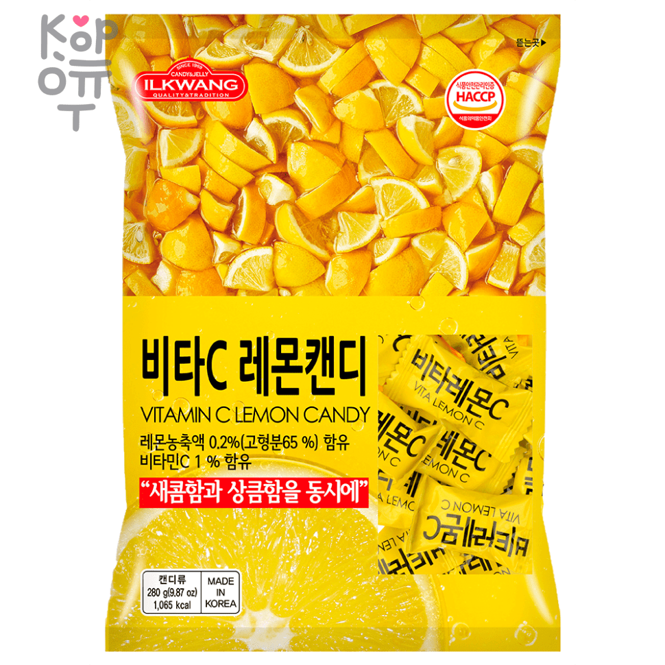 ILKWANG Vitamin C Lemon Candy - Леденцовая карамель с витамином С и вкусом Лимона, 280гр., коробка 10шт., купить с доставкой на дом фото 1 — Корейские товары для всей семьи(КорОпт)