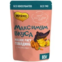 Мнямс пауч мясное рагу с говядиной и морковью для собак 'Максимум вкуса' 85гр.